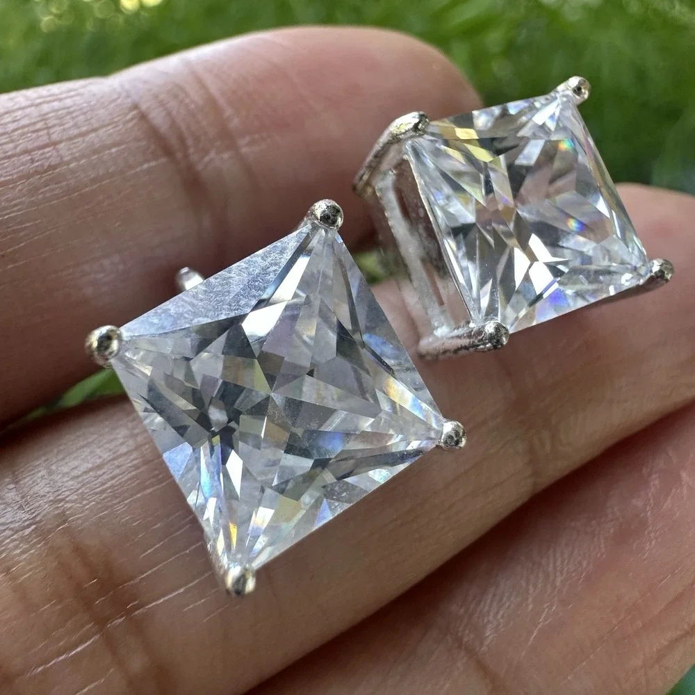 VTG MWS Mark Wasserman Samara Clip Earrings Cubic‎ Zirconia 925 Sterling 6.7g